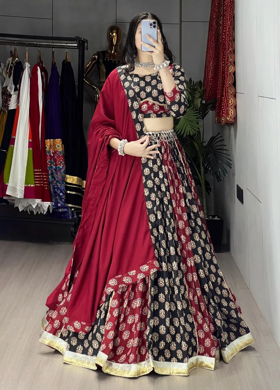WMT 8057 Satira Rayon Cotton Ajarakh Printed Navratri Chaniya Choli Manufacturers Surat
