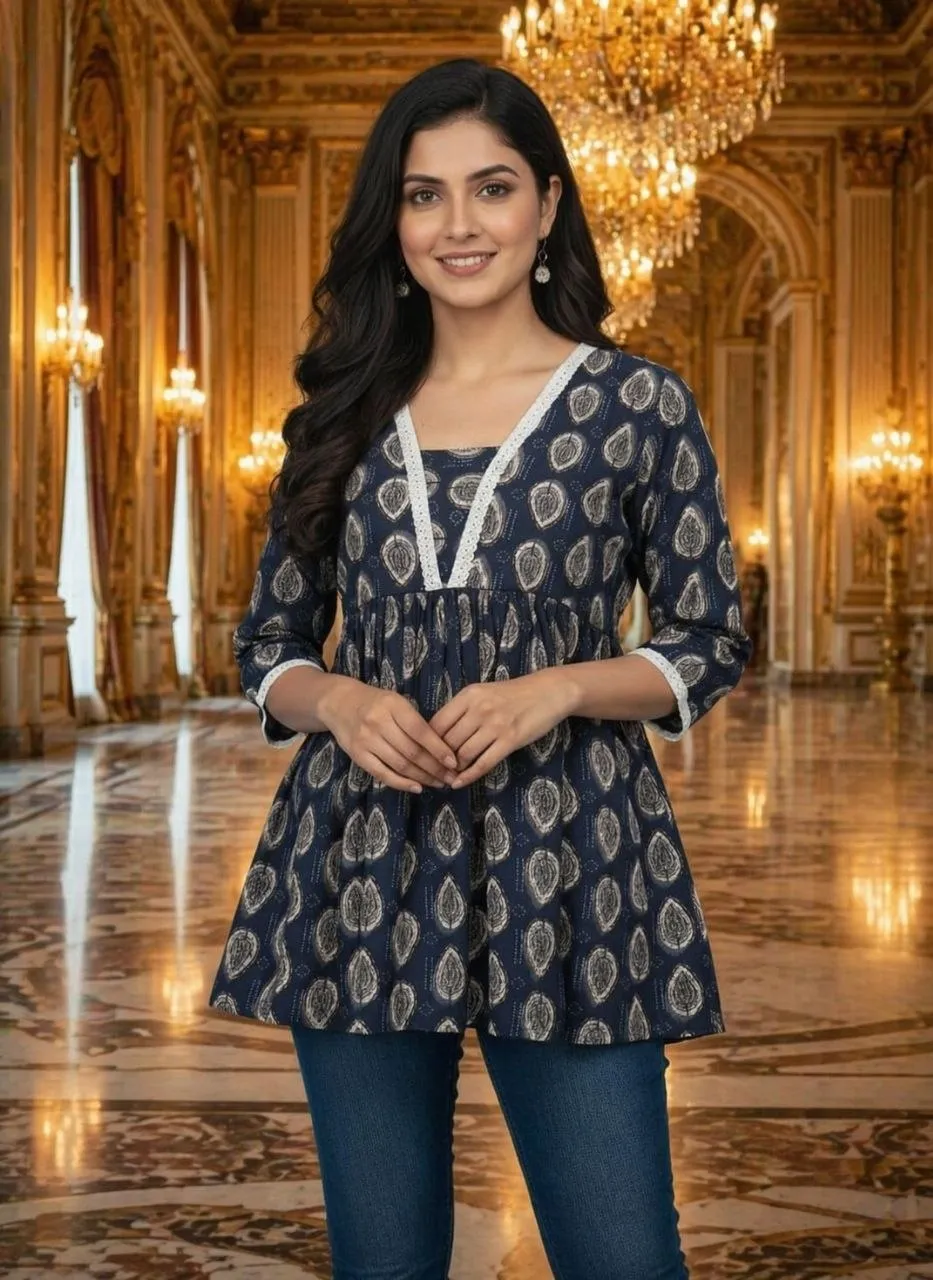 Zarin 27 Cotton Lace Work Top Collection Surat