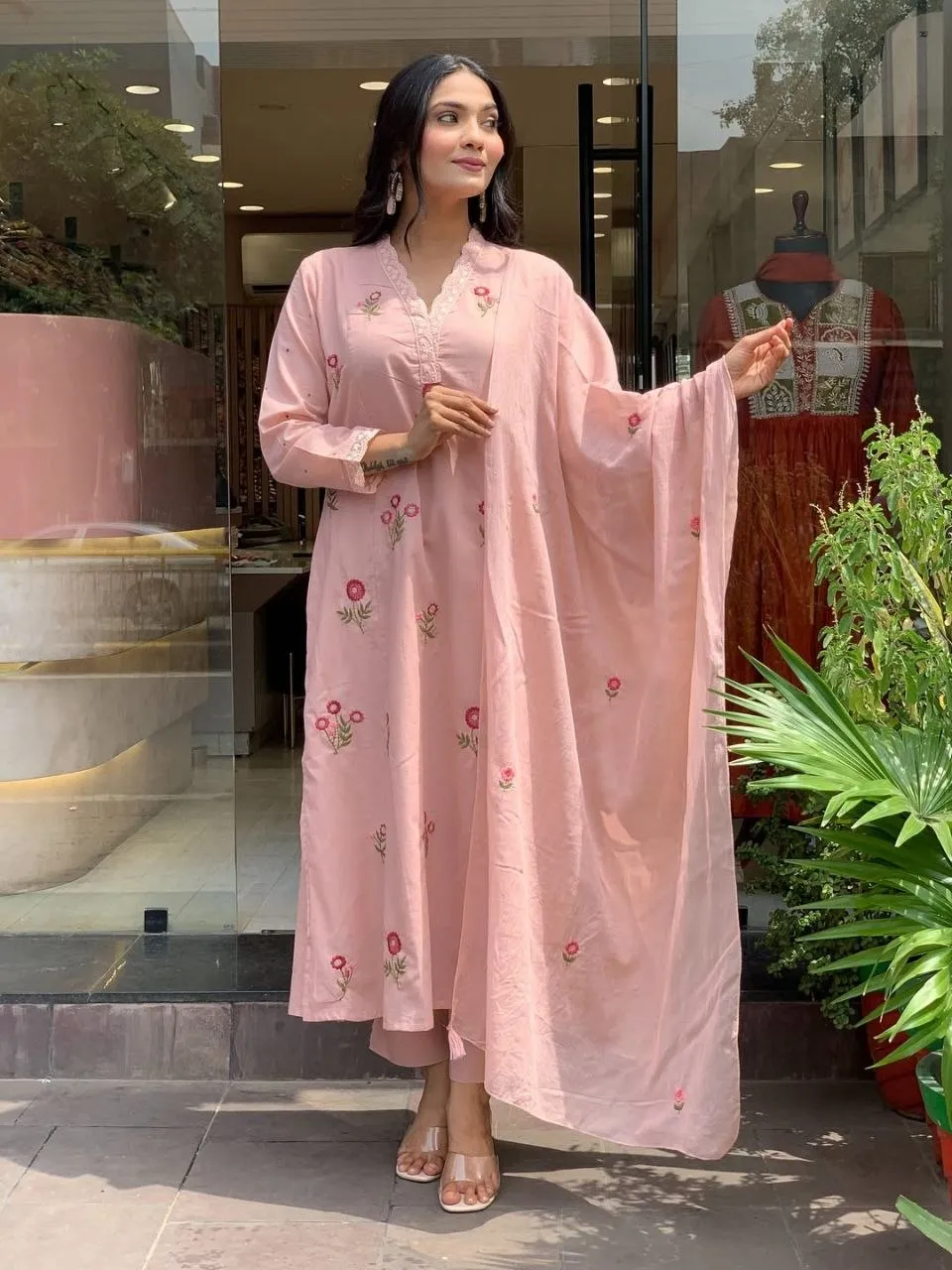 Zarin 28 Chanderi Embroidery Work Party Wear Readymade Dress