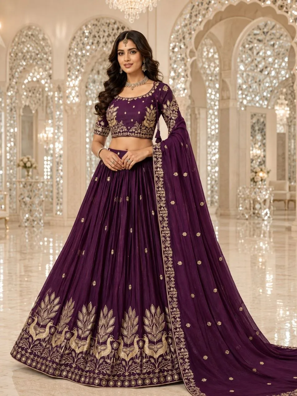 Zarin 293 Vishawa Chinon Silk Thread Wedding Lehenga Choli Online