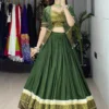WMT 8061 Mhndi Rayon Cotton Butti Daaman Navratri Chaniya Choli Surat