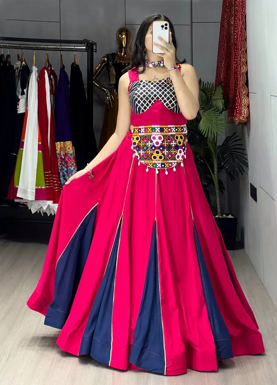 WMT 8064 Gjrnblu Rayon Cotton Tranding Navratri Top Skirt Lehenga