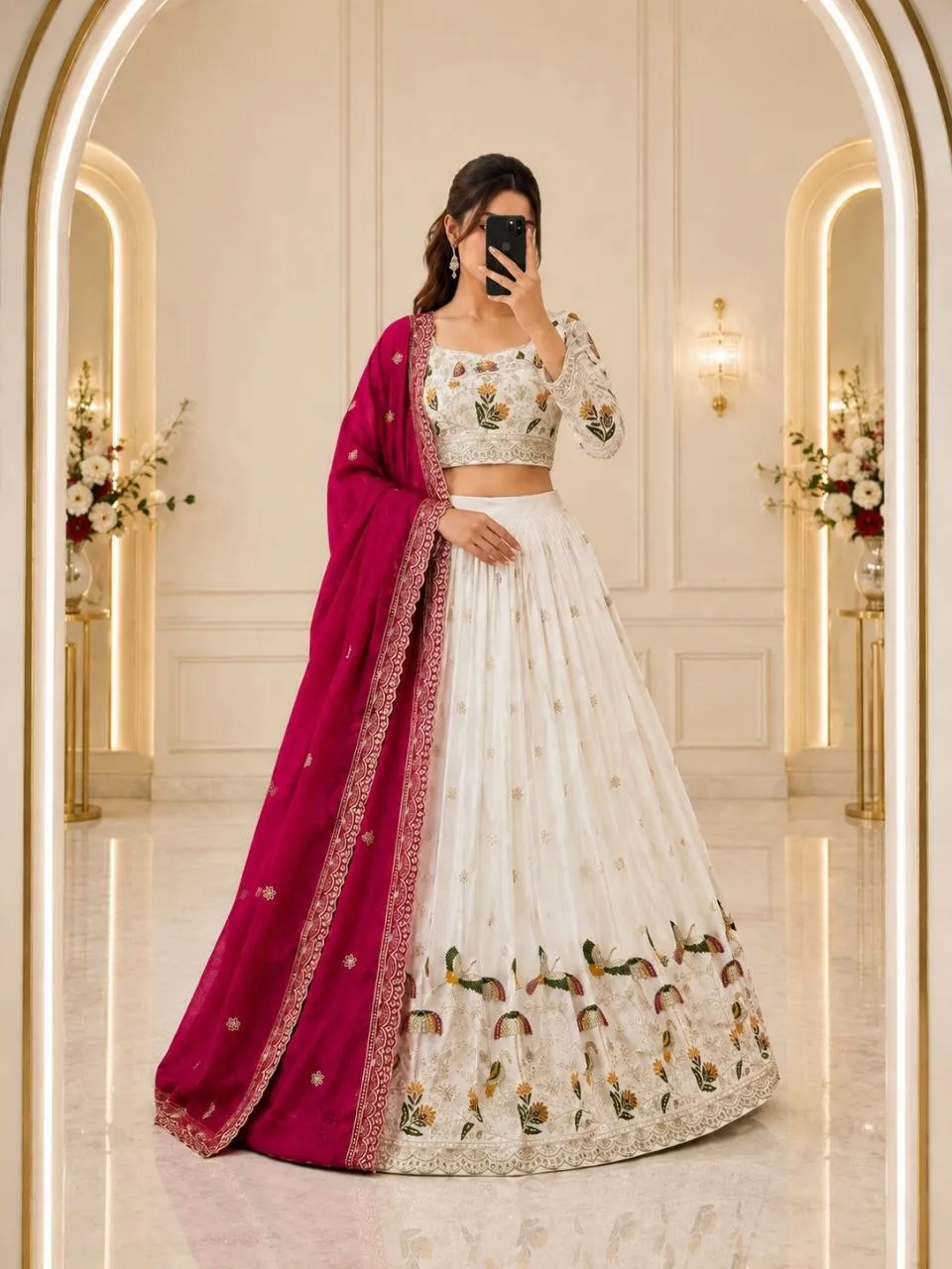 Zarin 309 Darpani Chinon Silk Thread Embroidery Work Lehenga Choli Collection