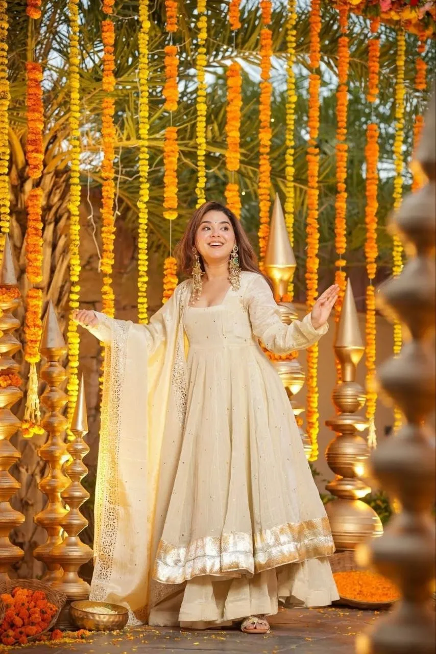 Zarin Mastani Chinon Silk Foli Work Gown Sharara Set Surat Online
