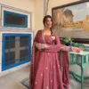 Deepika 1589 Mul Chanderi Silk Old Rose Thread Work Wedding Gown Collection