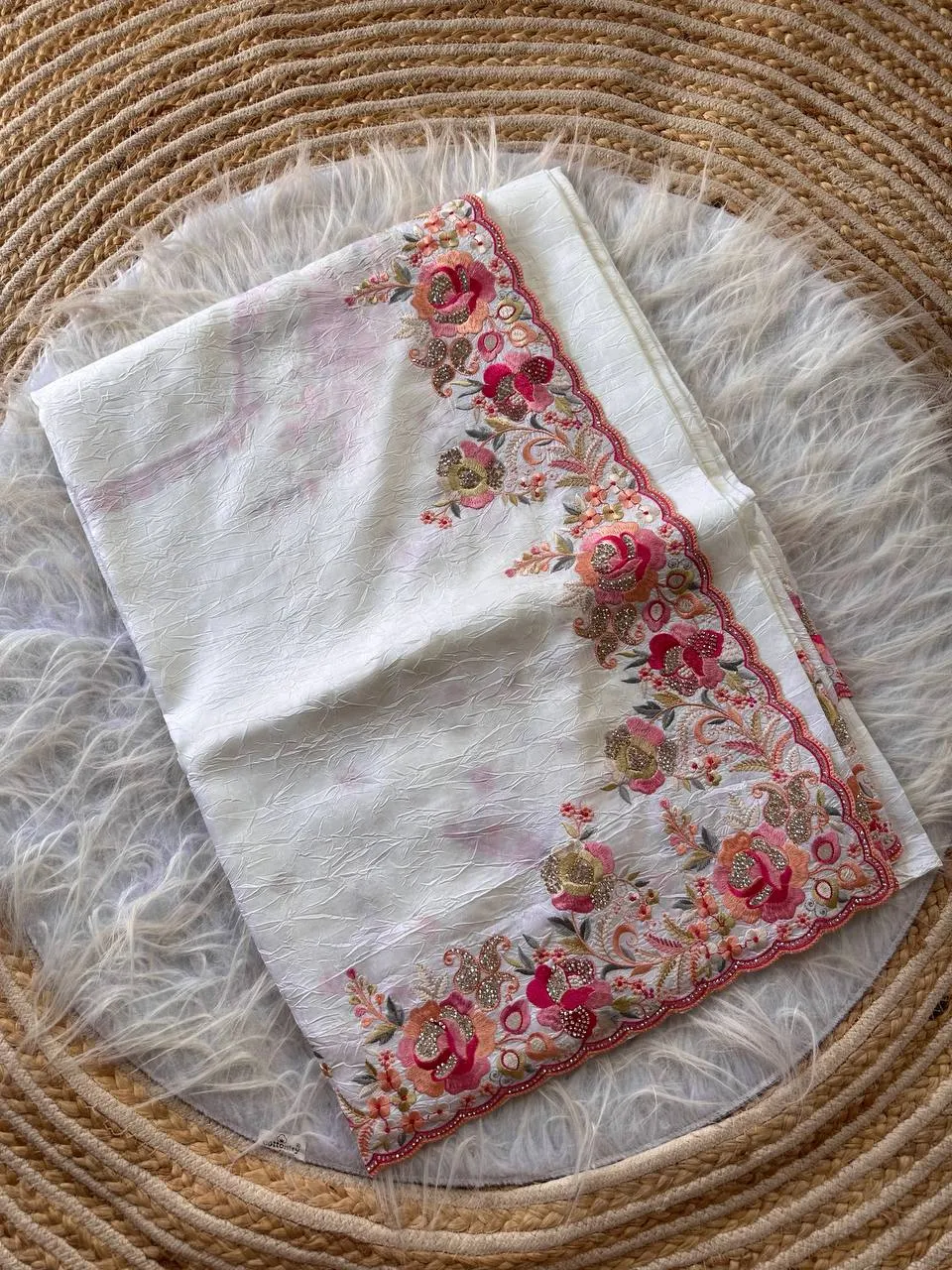 MHV Gulbano Silk Embroidery Work Saree Wholesale Surat