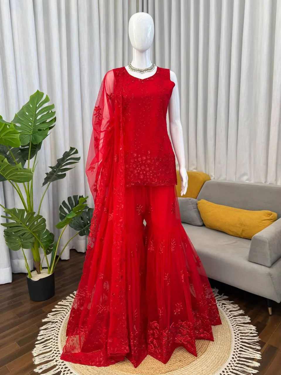Deepika 1602 Net Thread Sequnce Work Wedding Sharara Suit