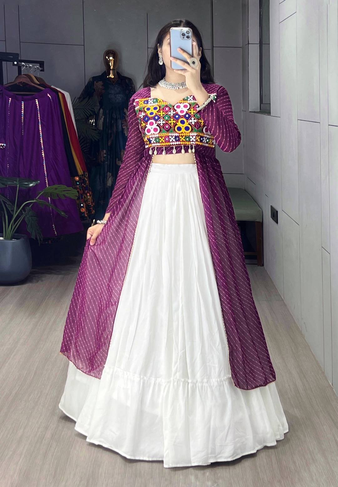 WMT 8047 Rayon Cotton Kurti Skirt Lehenga Navratri Collection