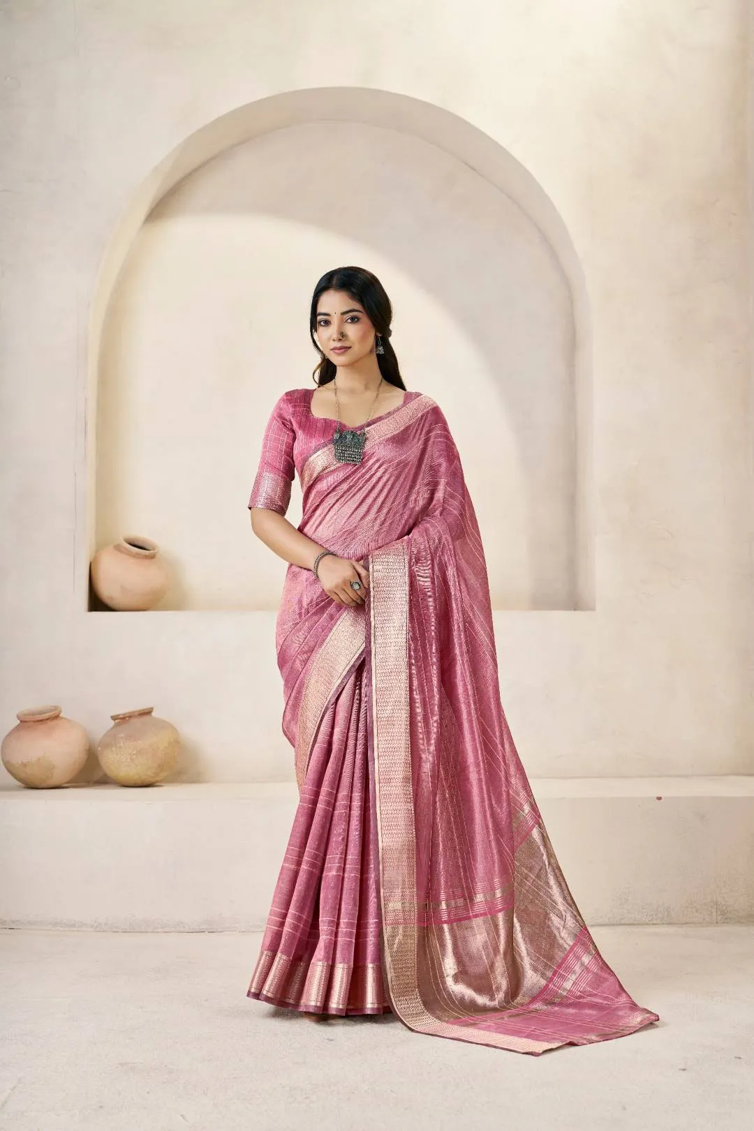 Latest Laxmi 1061 Linan Cotton Silk Weaving Zari Work Saree Wholesale Surat 2026
