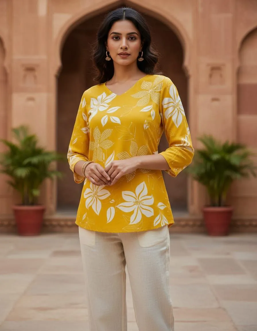 Stylish Zarin 64 Simmar Rayon Printed Short Kurti Wholesale Surat 2026