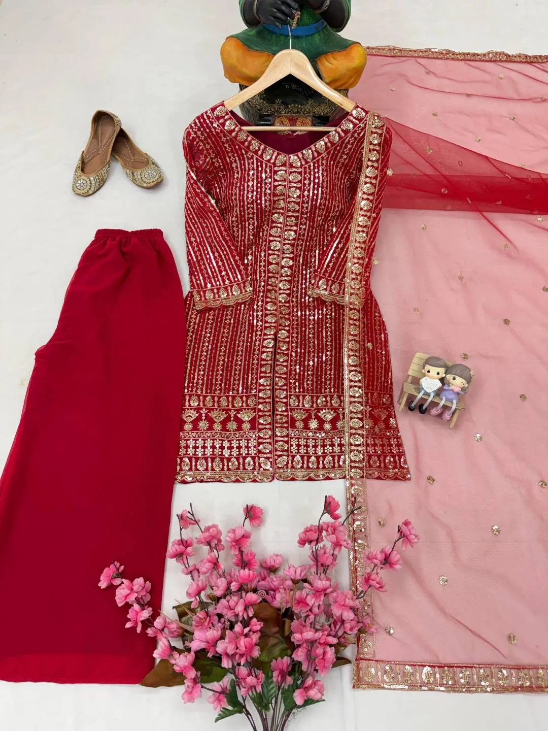 Latest C585 1448 Georgette Zari Embroidery Pakistani Sharara Suit Wholesale Surat 2026