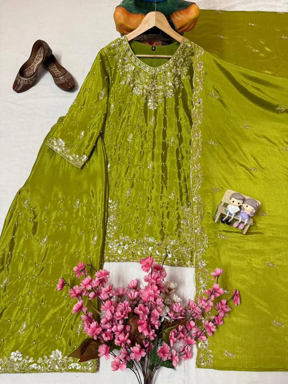 Launching C585 1455 Chinon Silk Zari Work Festival Sharara Suit Wholesale Surat 2026