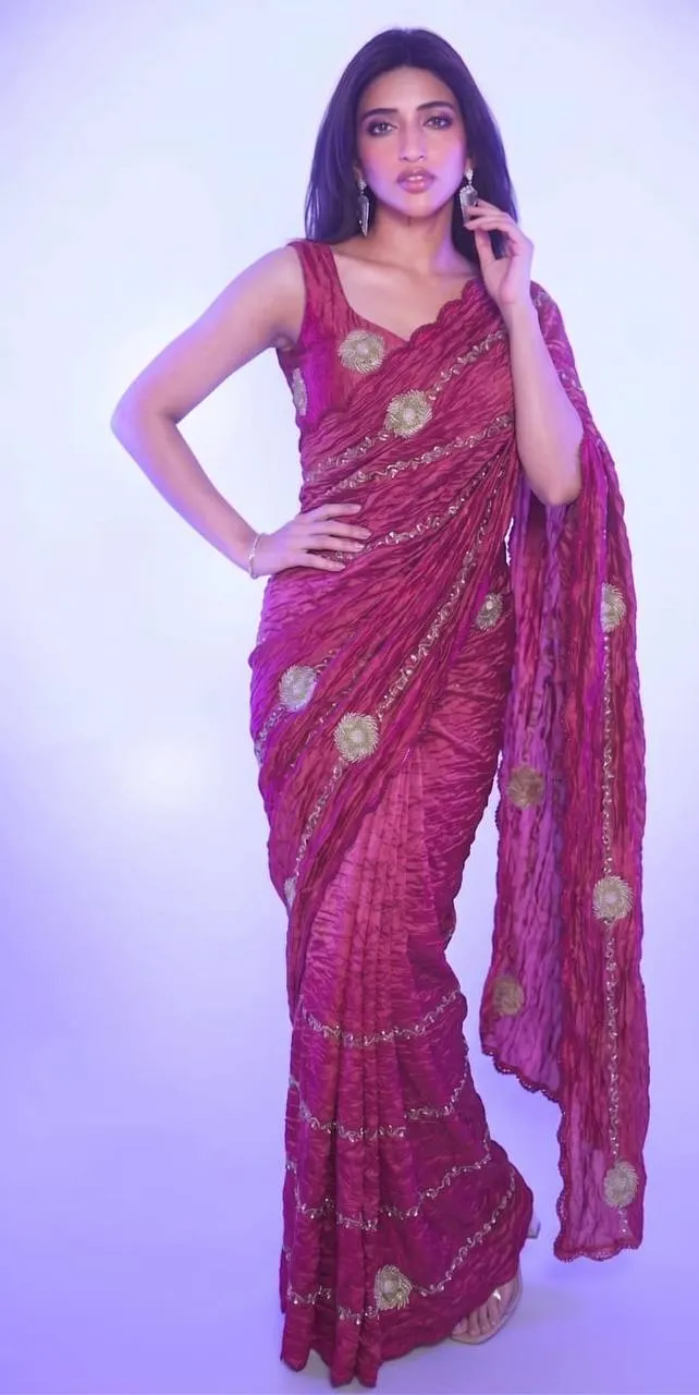 Launching RGS Gold Crush Sequence Work Party Wear Saree Wholesale Surat 2026