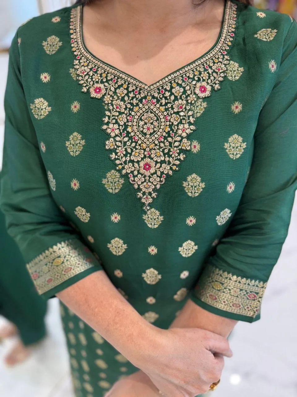 Buy Yasu Green Bund Banarasi Weaving Readymade Dress Wholesale Surat 2026