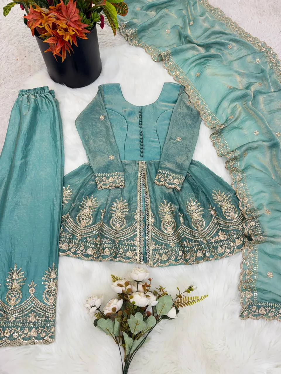 Stylish Sabina 1711 Fendy Silk Embroidery Top Pant Dupatta Kids Wear Wholesale Surat 2026