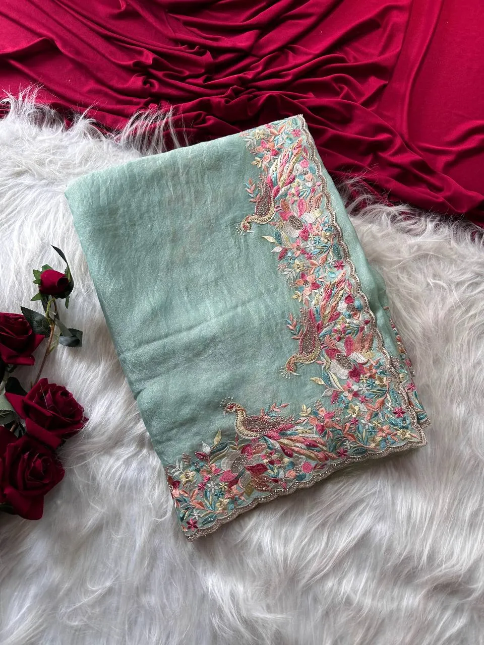 Stylish MHV Hania Silk Embroidery Party Wear Saree Wholesale Surat 2026