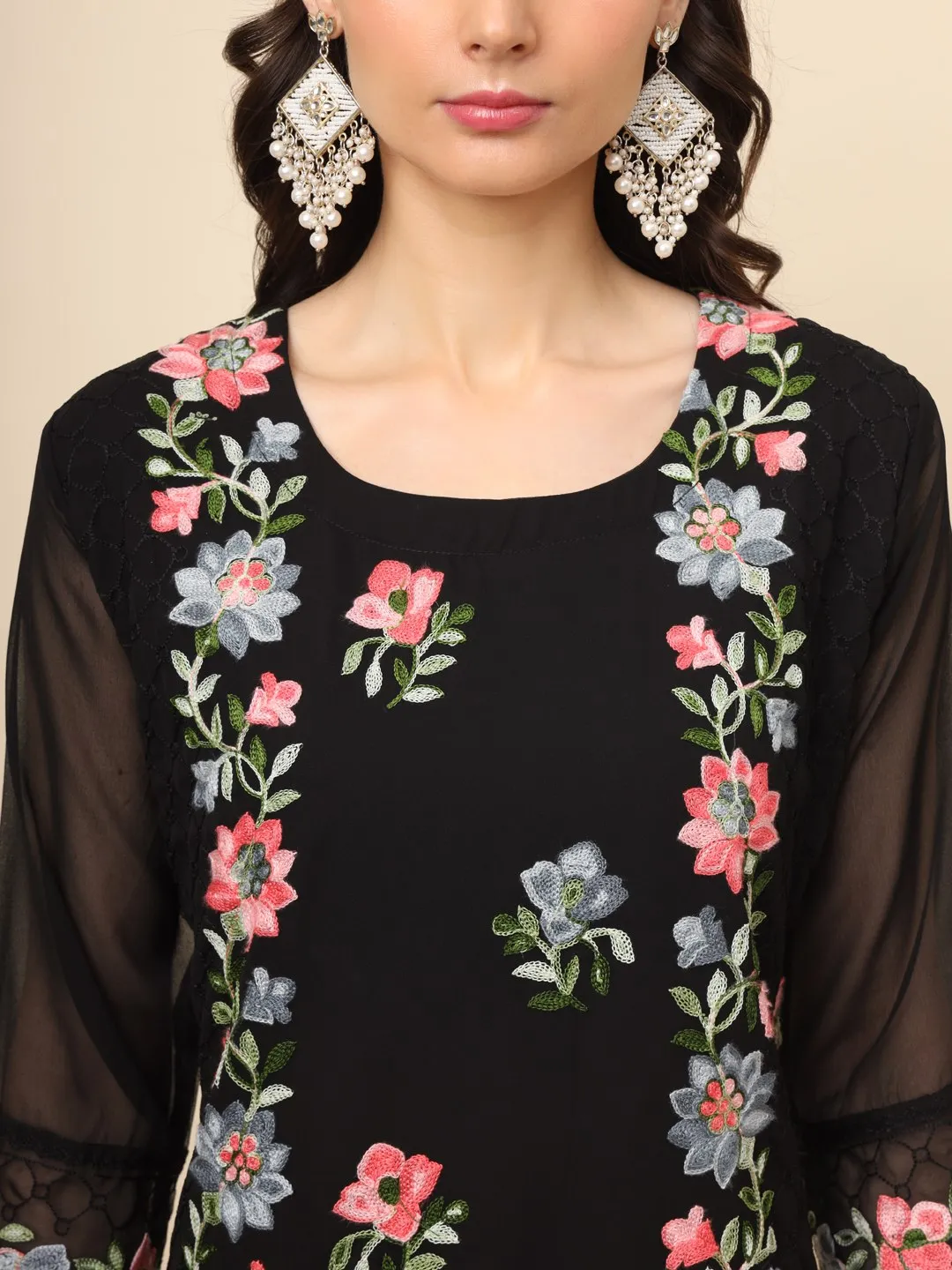 Beautiful Kiara Georgette Lucknowi Chickenkari Work Kurti Wholesale Surat 2026