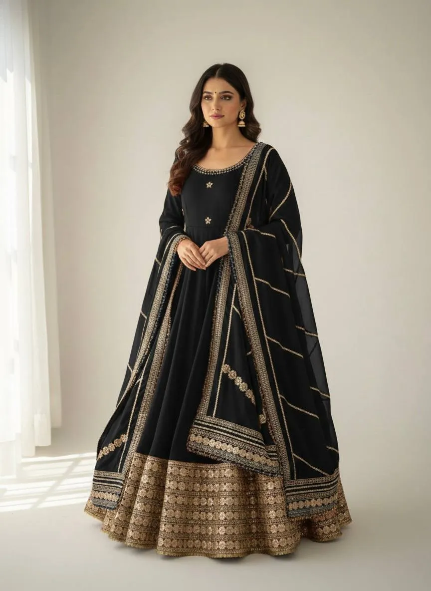 Stylish Alia 551 Chinon Silk Embroidery Festival Gown Wholesale Surat 2026