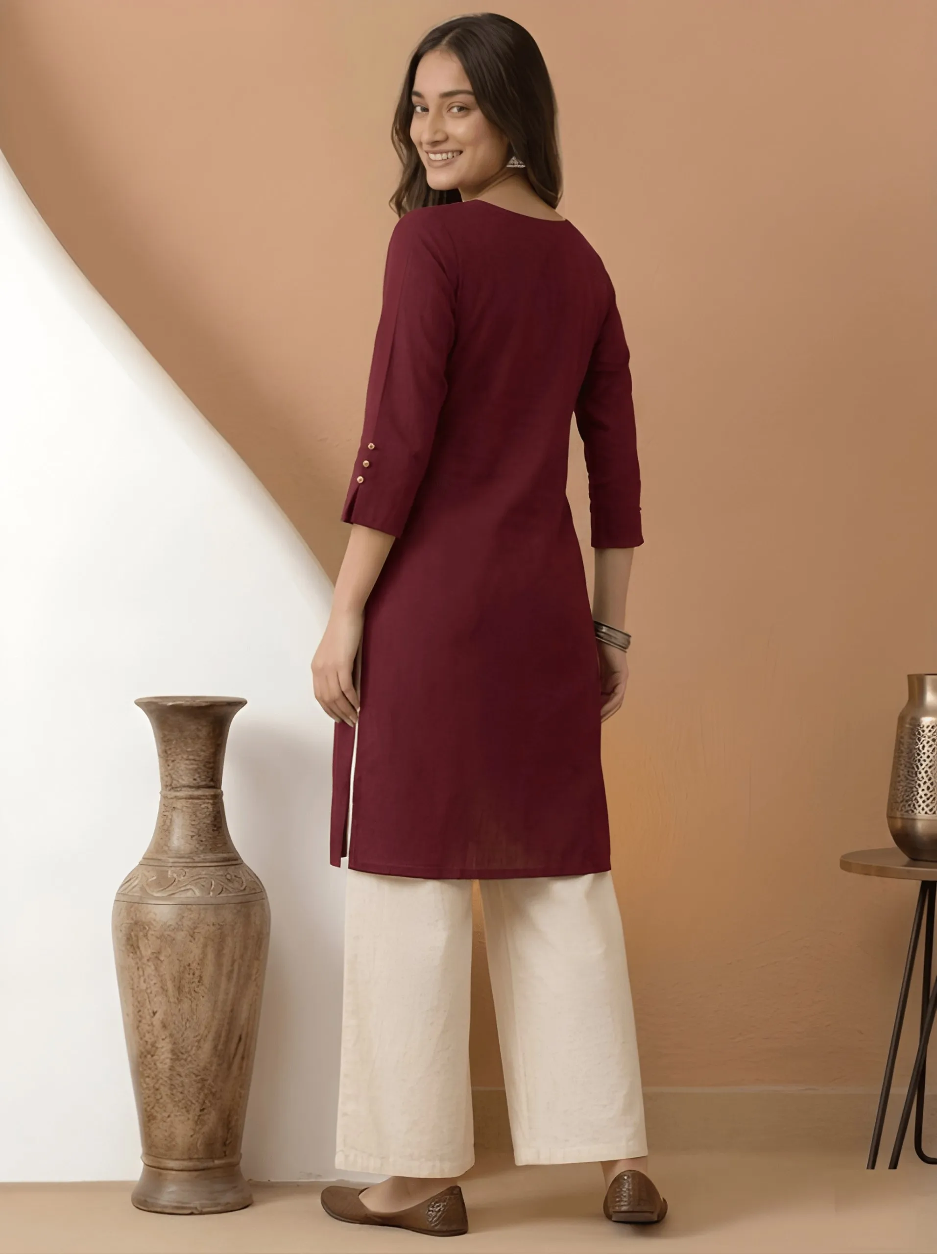 Stylish Shiv 1012 Roman Silk Maroon Kurti Daily Wear Wholesale Surat 2026