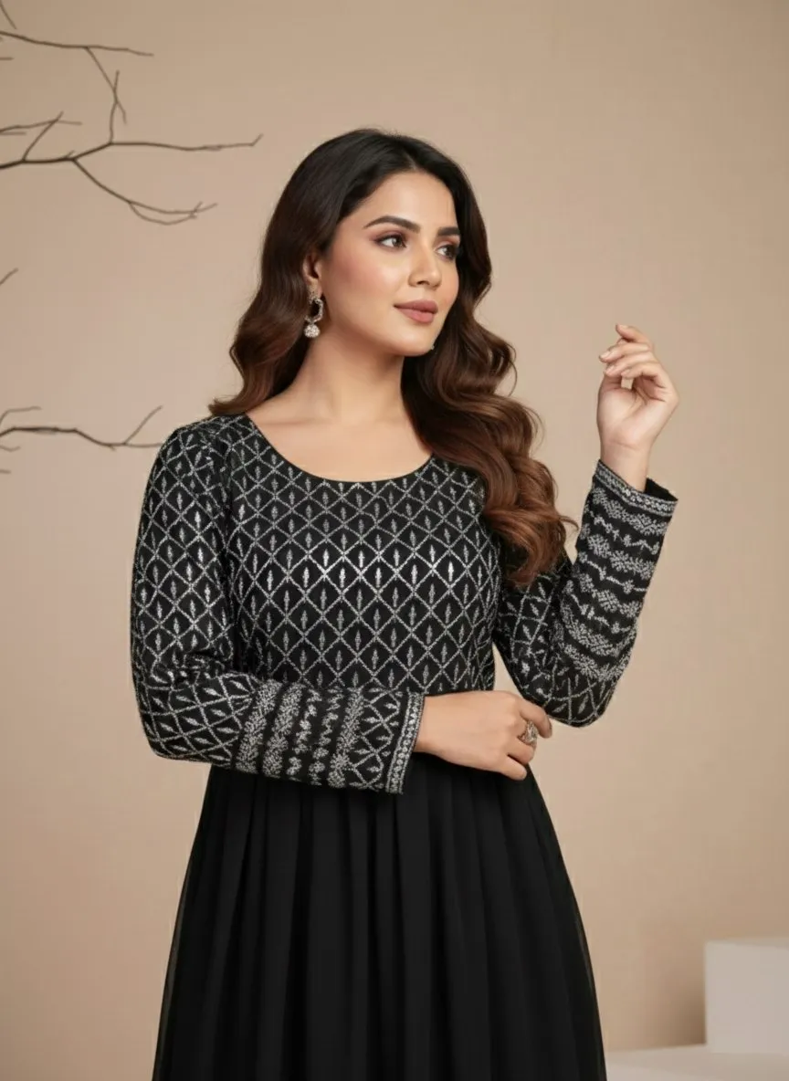 Launching Shiv 385 Georgette Embroidery Anarkali Gown Wholesale Surat 2026