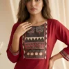 Buy Shiv 3002 Roman Silk Maroon Color Printed Kurti Wholesale Surat 2026
