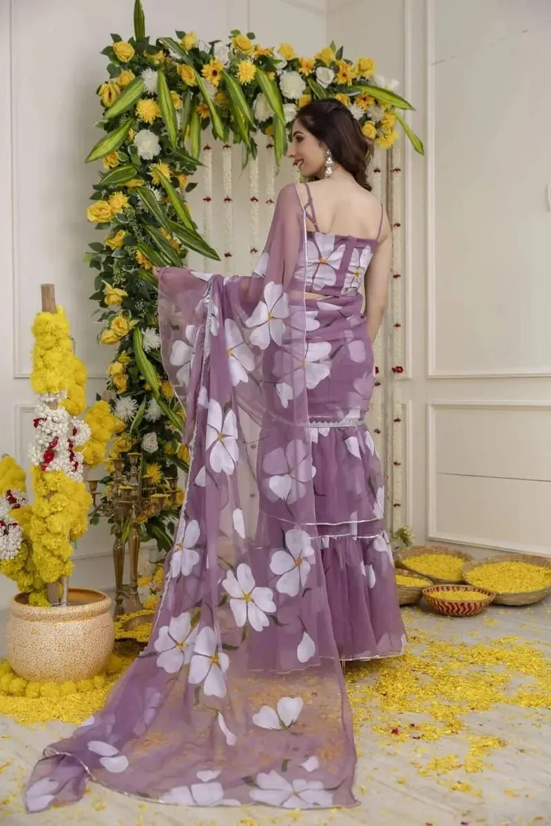HCR 1132 Georgette Printed Ready To Wear Lehenga Saree Wholesale Surat