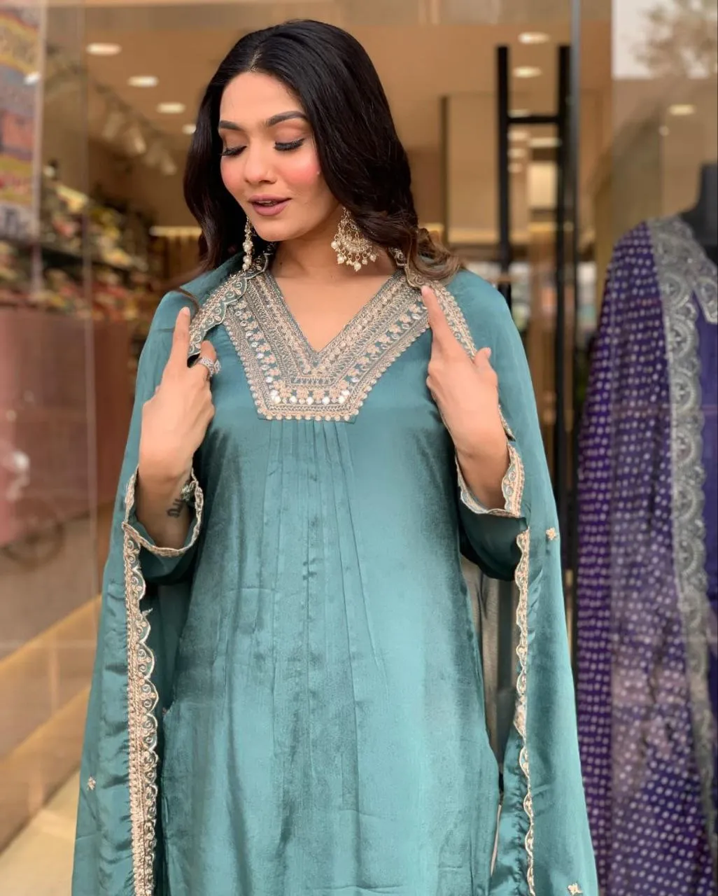 Launching ATQ Vrunda Chinon Silk Embroidery Work Readymade Dress Wholesale Surat 2026