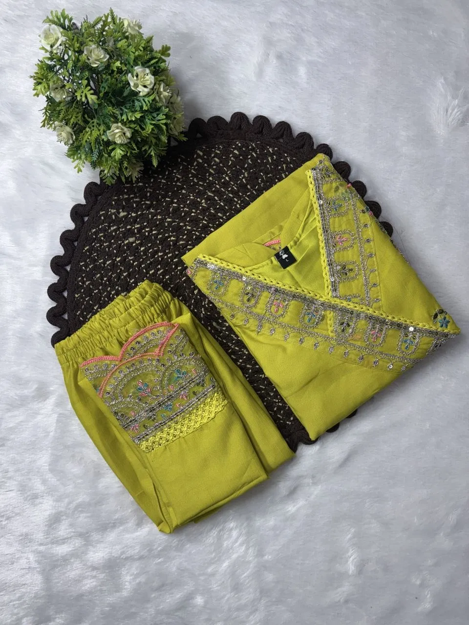 ATQ Sara Chanderi Silk Embroidery Work Fetival Kurti Pant Wholesale Surat