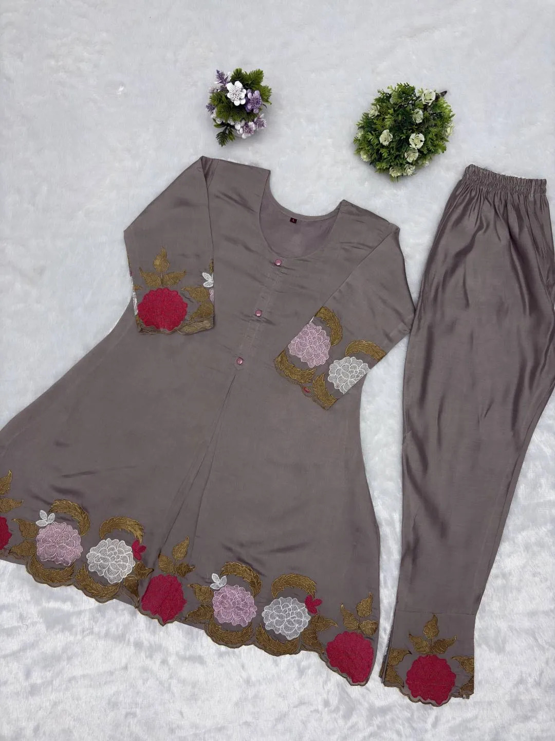 Latest ATQ 1002 Mul Chanderi Embroidery Office Wear Co Ords Set Wholesale Surat 2026