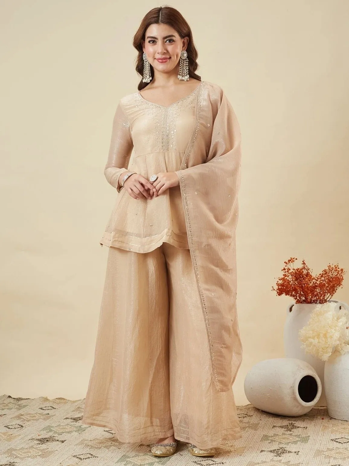Latest ATQ Honey Crunchy Silk Sequence Work Top Sharara Set Wholesale Surat 2026