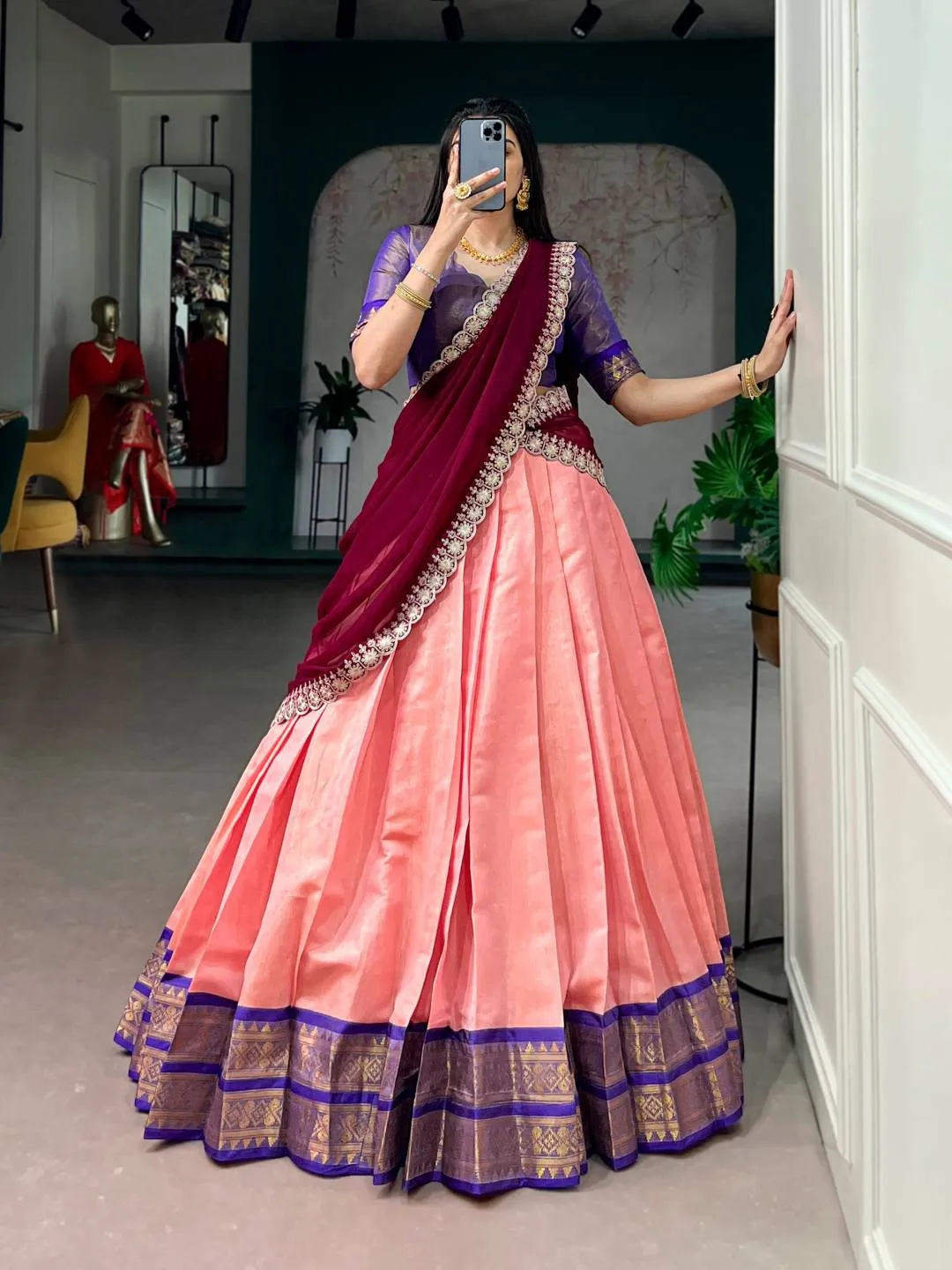 Stylish WMN 2015 Kanchipuram Zari Weaving Work Festival Lehenga Choli Wholesale Surat 2026