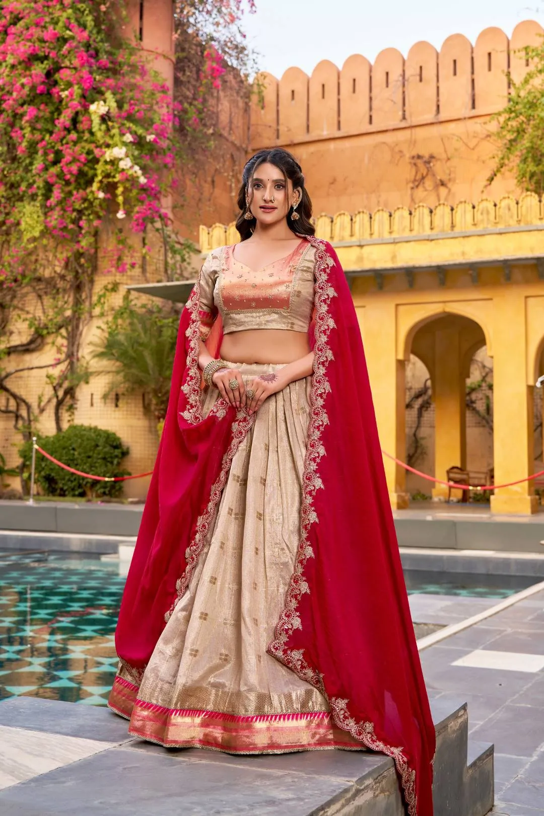 Latest WMN 2008 Vedaa Slub Kota Zari Weaving Lehenga Choli Wholesale Surat 2026