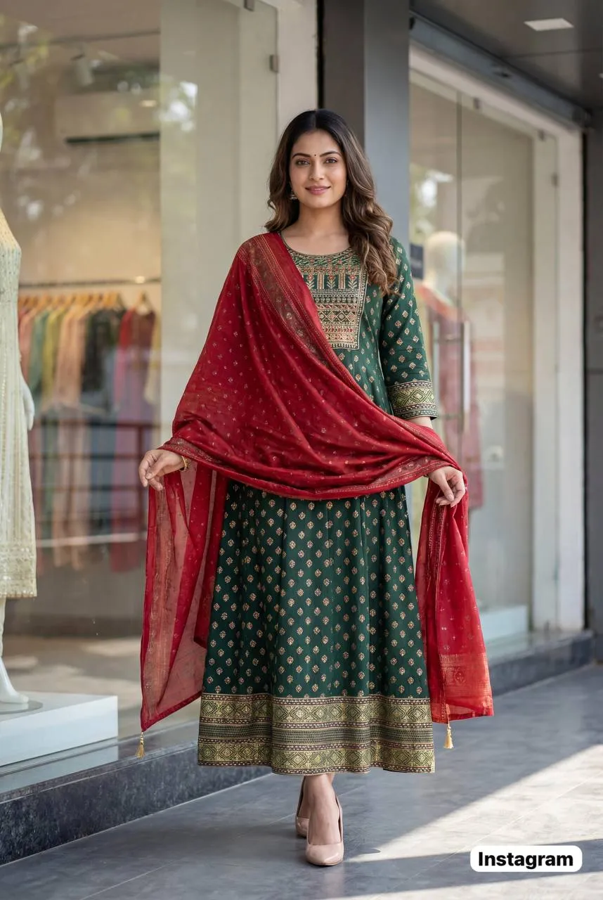Launching SS2016 Rayon Embroidery Anarkali Gown With Dupatta Wholesale Surat 2026