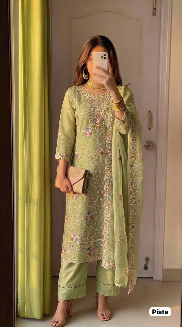 Latest SS2016 Anaya Organza Silk Embroidery Festival Readymade Dress Wholesale Surat 2026
