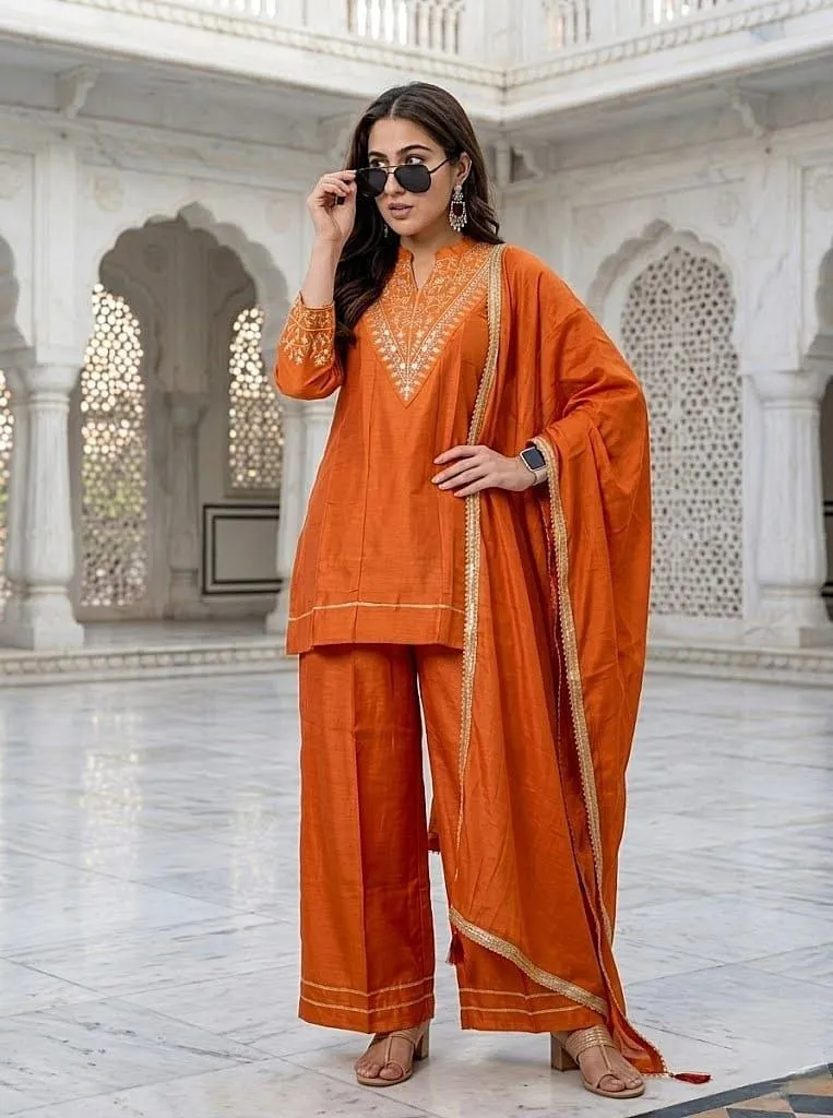 Launching Laxmy 2125 Vichitra Silk Embroidery Festival Kurti Pant Dupatta Set Wholesale Surat 2026