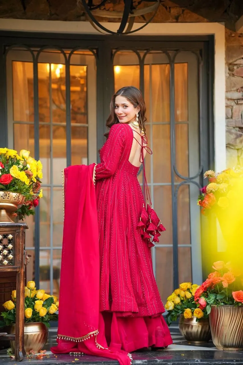 Latest STD 6107 Faux Blooming Sequins Work Raksha Bandhan Anarkali Gown Sharara Set 2026