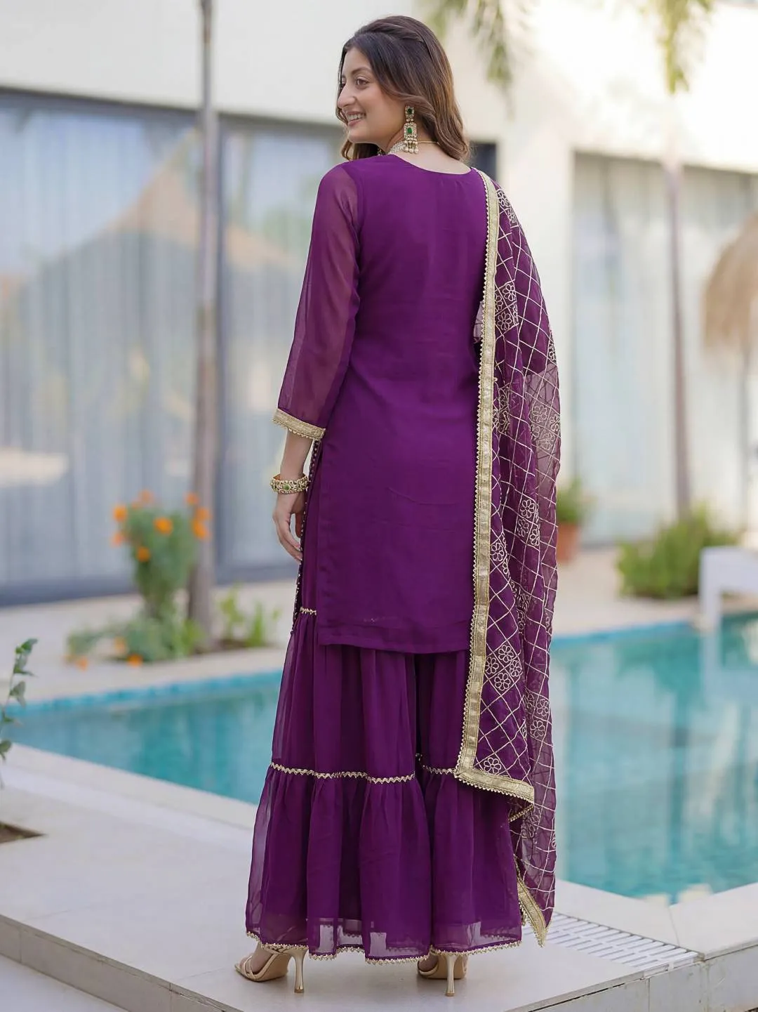 Stylish DKT 5065 Georgeet Embroidery Work Sharara Suit Eid Collection 2026