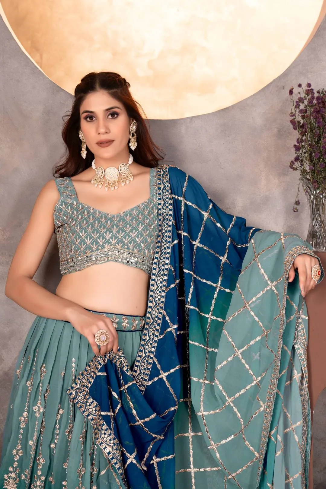 Launching DKT 9234 Georgeet Zari Embroidery Work Lehenga Choli Wholesale Surat 2026