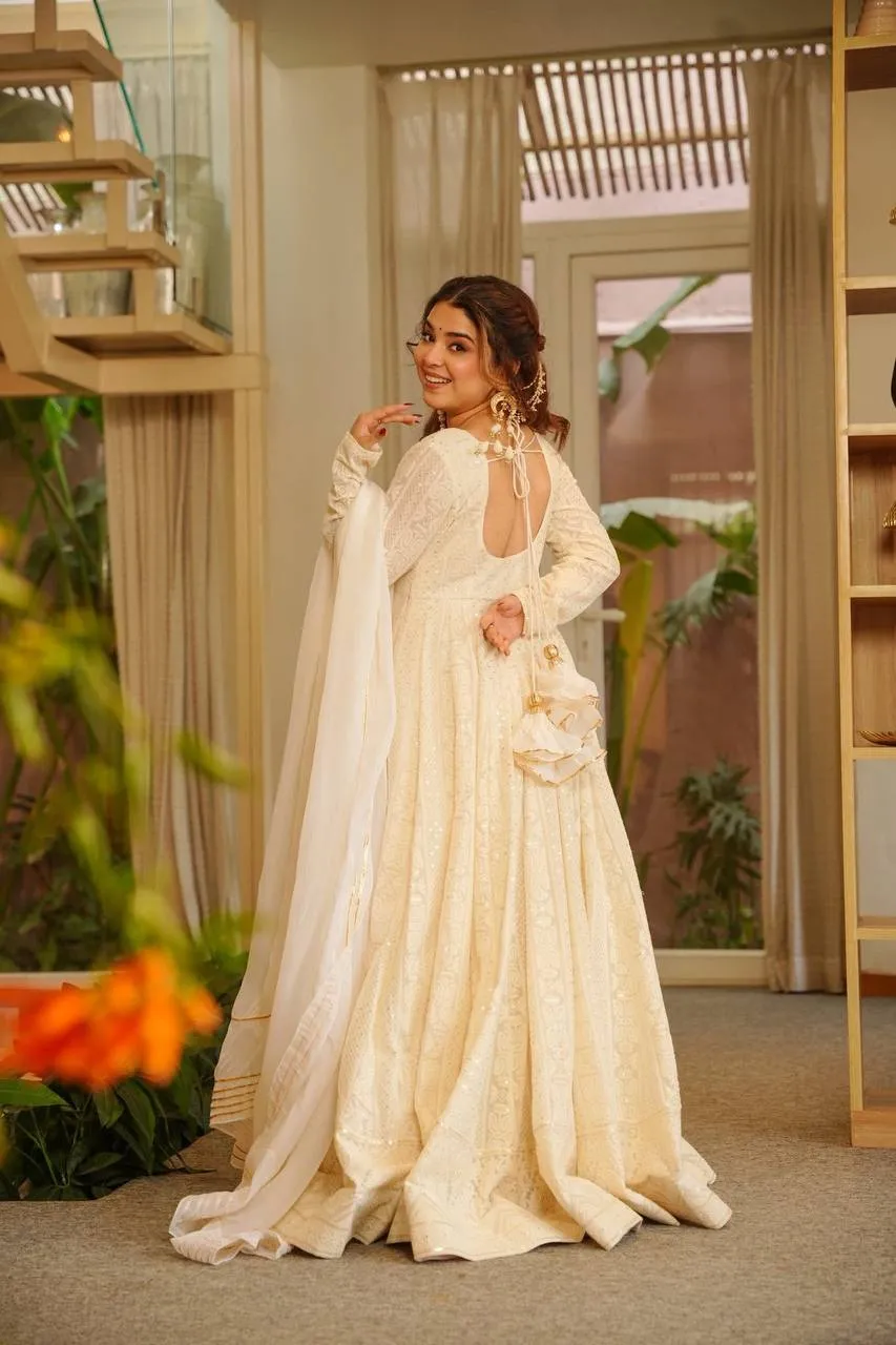 Beautiful STD 6115 Georgette Sequins Work Anarkali Gown Wholesale Surat Market 2026