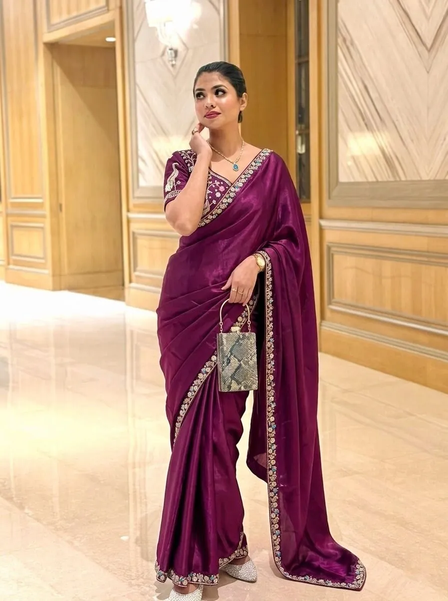 Kiara Surali4 Designer Fendy Satin Silk Party Wear Saree Wholesale Surat India