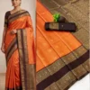 Launching SS180 Orange Kanchivaram Silk Zari Work Festival South Style Saree 2026