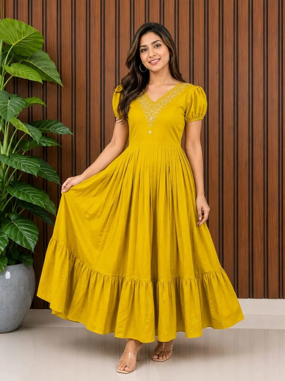Buy Pari Roman Cotton Long Gown For Women Wholesale In India 2026