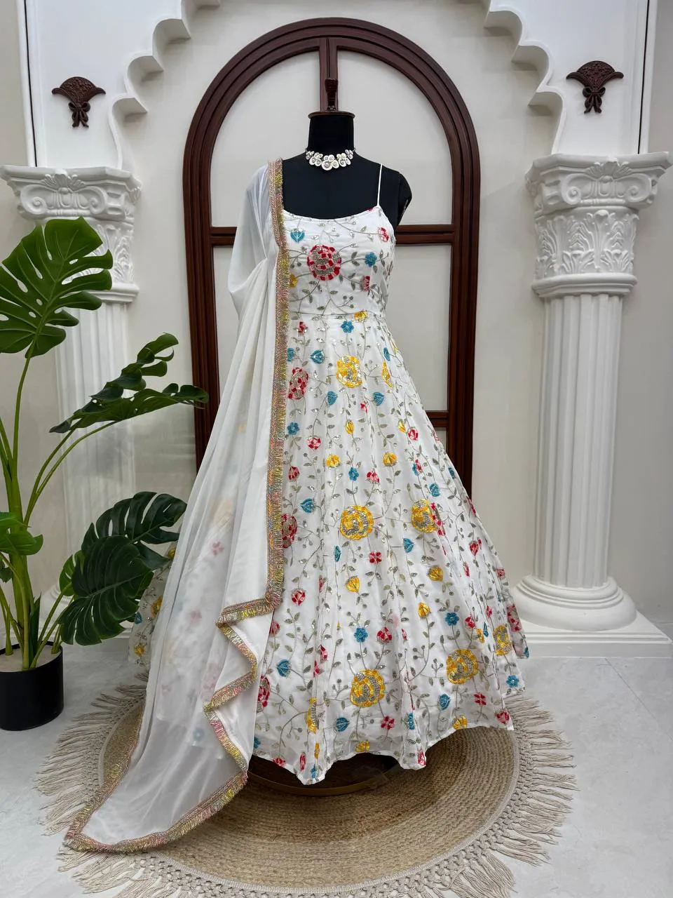 Deepika 6021 Gorgette Sequnce Work Raksha Bandhan Anarkali Gown