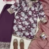 C585 1473 Maslin Cotton Sequins Zari Work Festival Kurti Plazzo Set