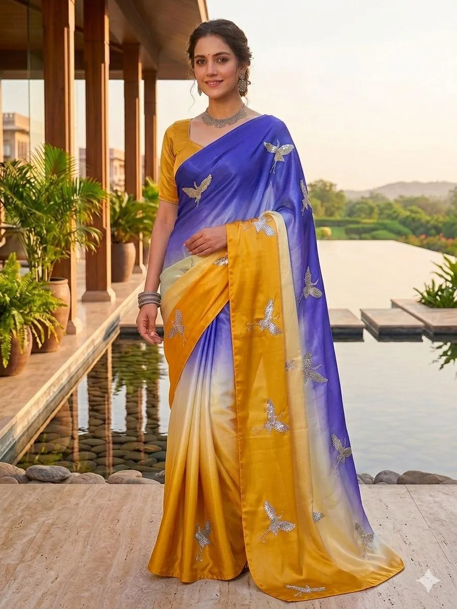 Latest SNT Soft Space Silk Saree Thread Sequence Work 2026