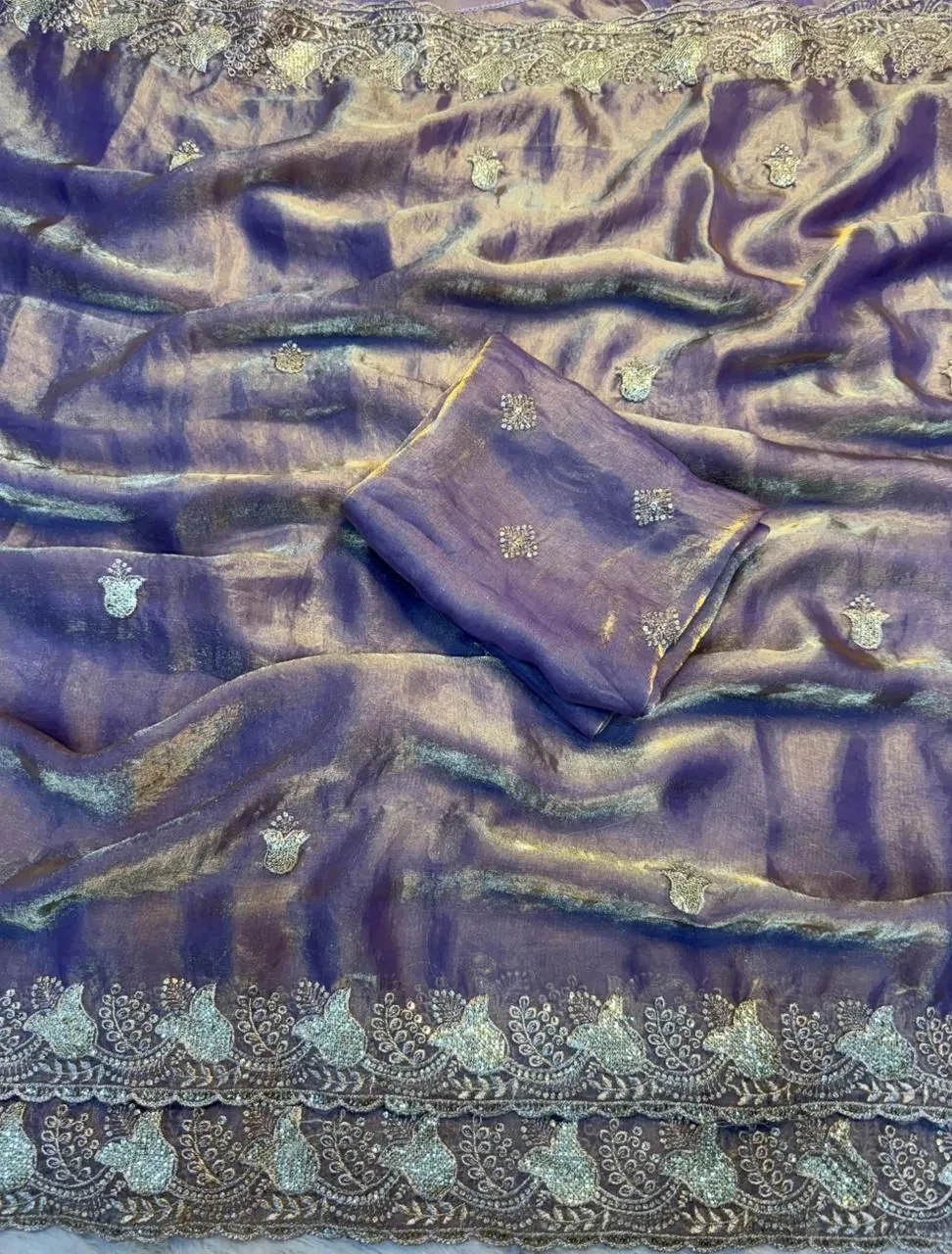 Latest SNT Space Silk Saree Multi Thread Sequence Work 2026
