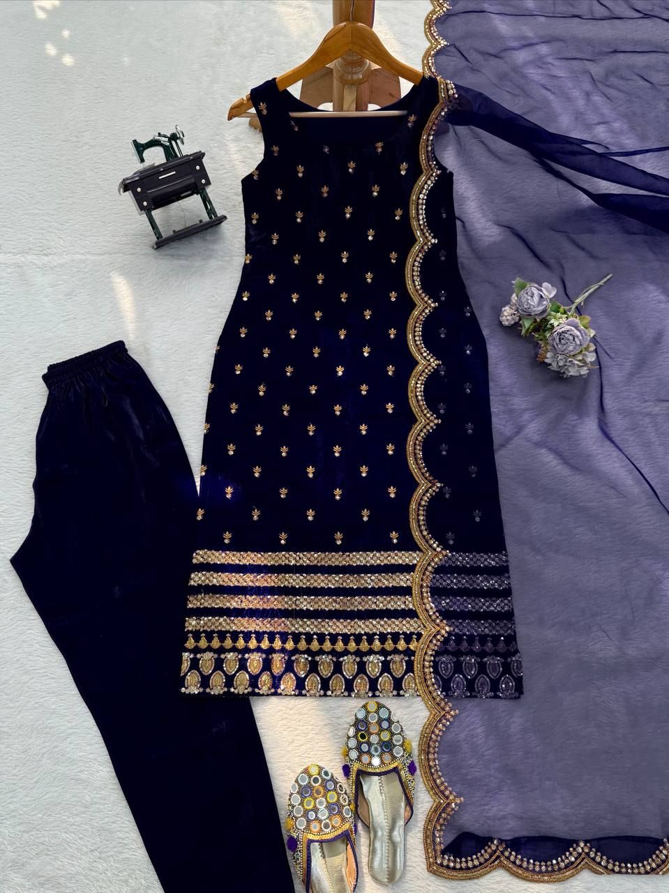 Alia 575 Roman Glass Satin Sequnce Kurti Pent Dupatta Set Wholesale Surat