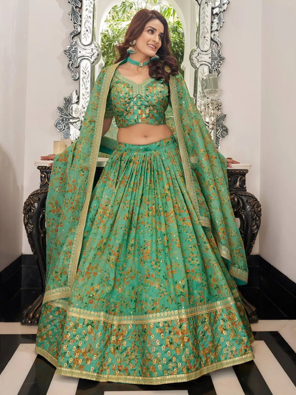 Buy Zeel 7423 Organza Embroidery Sequence Work Printed Lehenga Choli Surat 2026