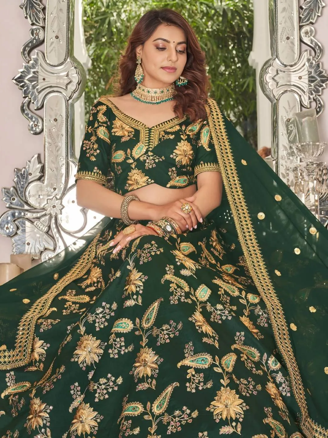 Stylish Zeel 7420 Art Silk Embroidery Work Green Party Wear Lehenga Choli 2026