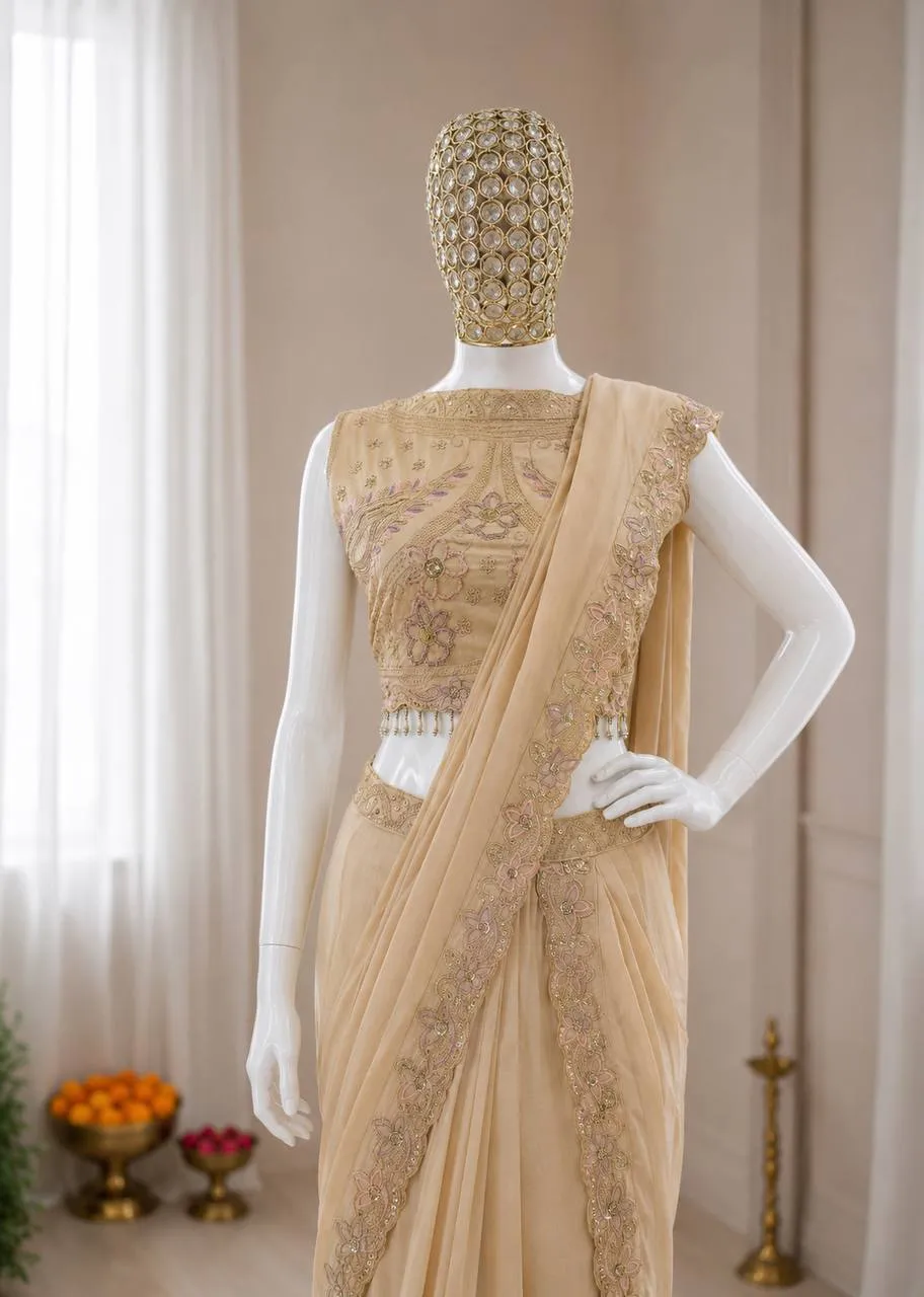 Buy BDB 77 Star Gorgette Sequins Work Trending Ready To Wear Saree 2026